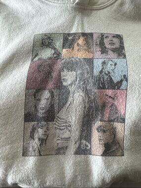 Taylor Swift White Hoodie Sweatshirt with Multi-Photo Graphic Panel